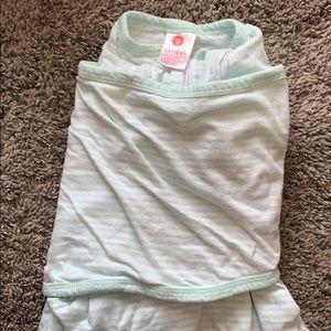 Mint and white Embe babies swaddle